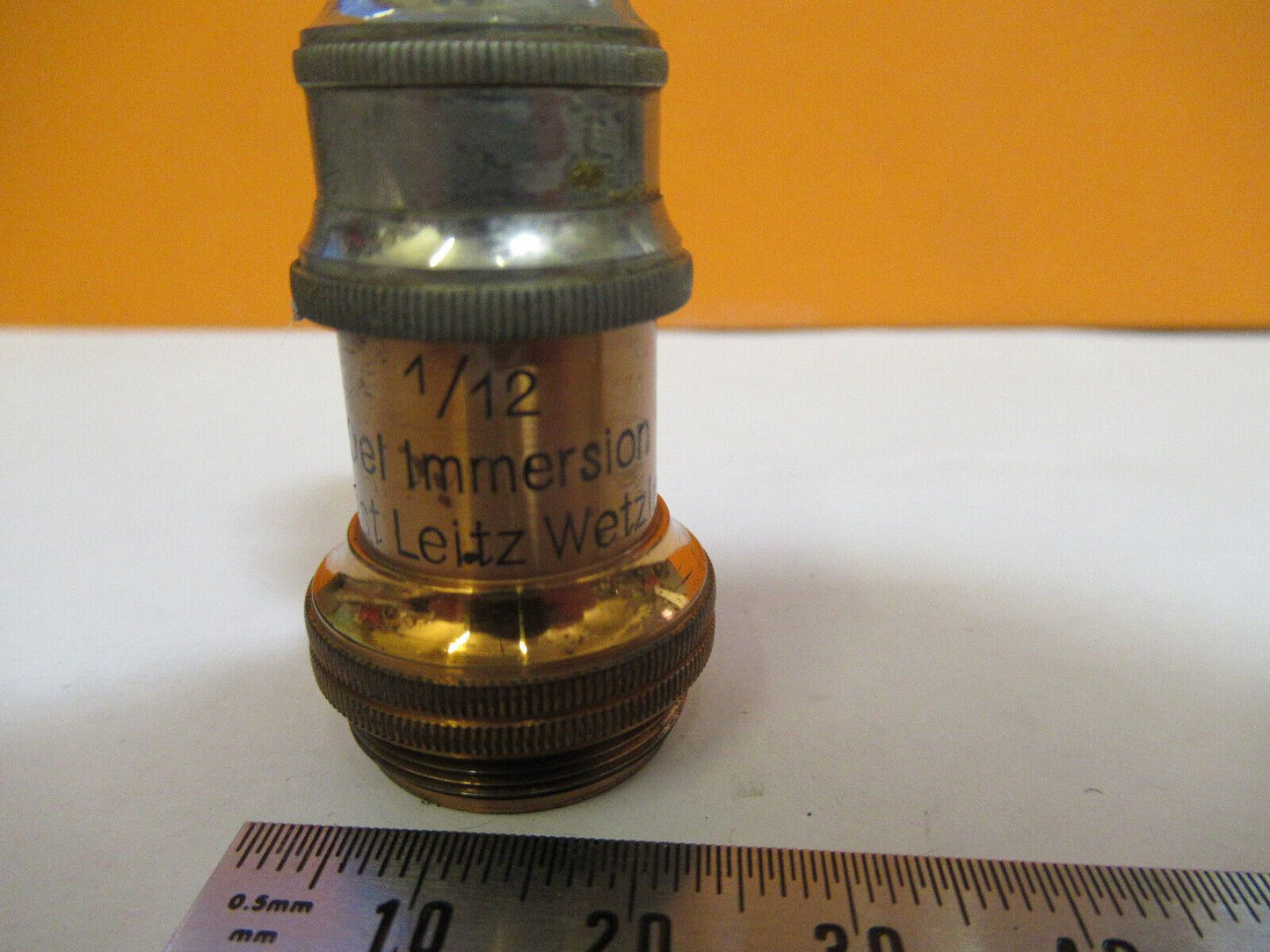 ANTIQUE ERNST LEITZ WETZLAR BRASS OBJECTIVE MICROSCOPE PART AS PICTURED 4b-ft-46