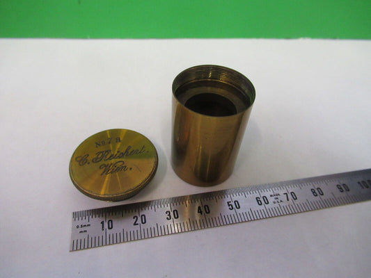 ANTIQUE BRASS Reichert Austria RARE EMPTY OBJECTIVE CANISTER AS PICTURED &5-b-15