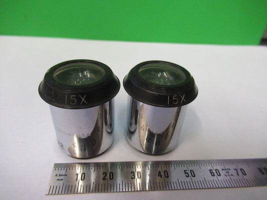 BAUSCH LOMB EYEPIECE PAIR 15X WIDE OPTICS MICROSCOPE  PART AS PICTURED #R7-B-87b