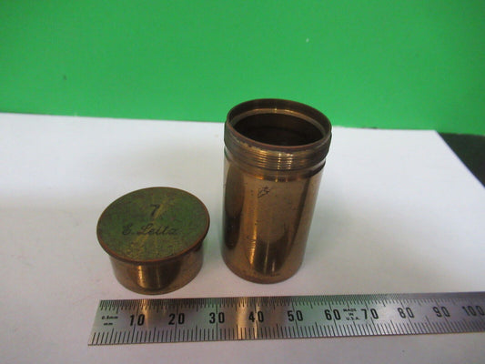 ANTIQUE BRASS LEITZ "7" CANISTER OBJECTIVE MICROSCOPE PART AS PICTURED P2-B-74