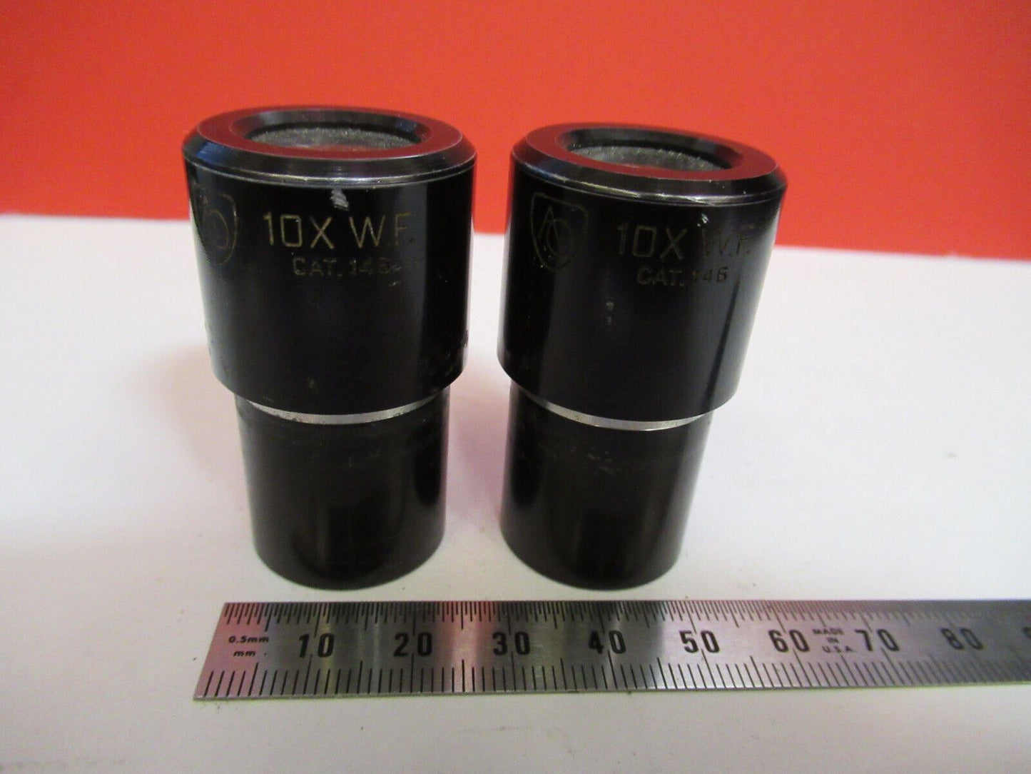 AO AMERICAN OPTIC PAIR CAT 145 10X WF EYEPIECE MICROSCOPE PART AS PICTURED Q2-81