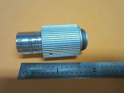 OPTICAL MICROSCOPE PART OBJECTIVE 10X LEITZ WETZLAR GERMANY OPTICS BIN#40-03