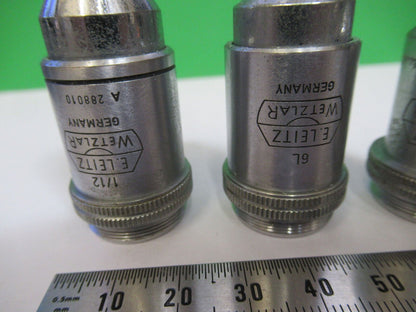 LOT 3 ea OBJECTIVES ERNST LEITZ GERMANY MICROSCOPE PART AS PICTURED &R4-A-50