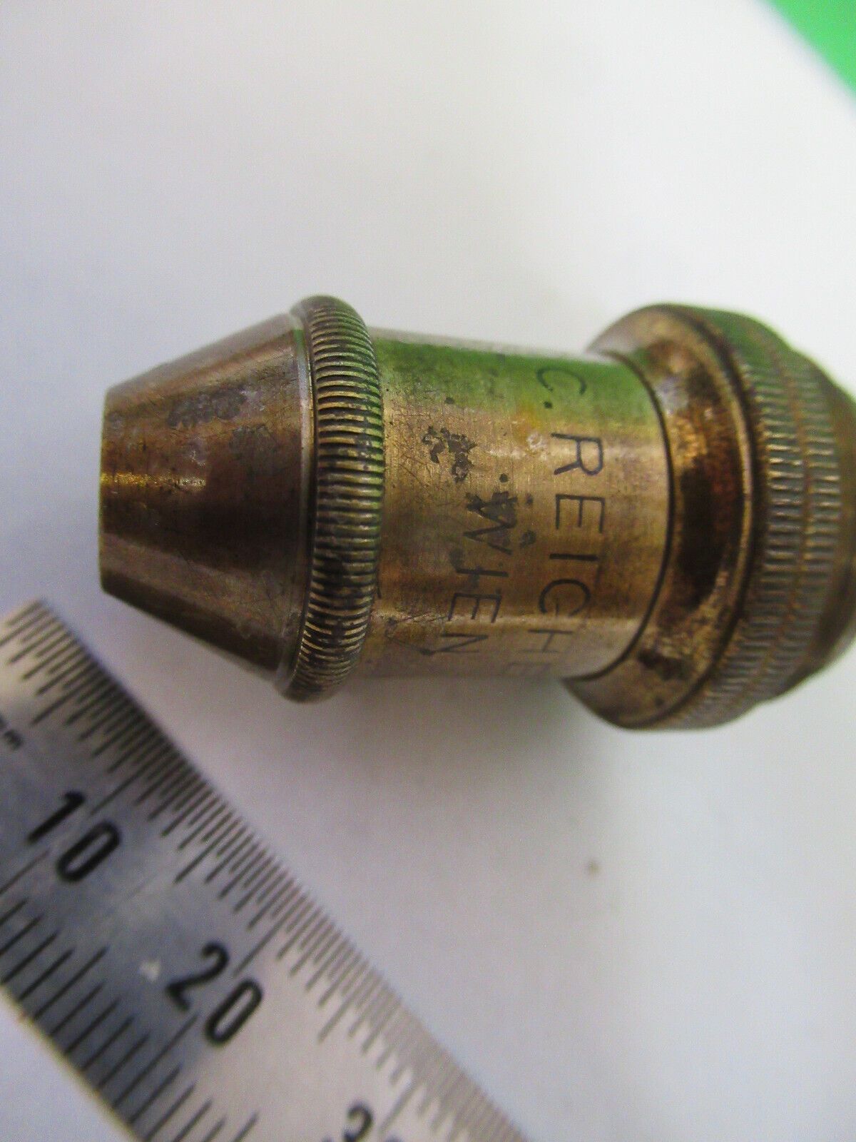 ANTIQUE BRASS REICHERT AUSTRIA "3" OBJECTIVE MICROSCOPE PART AS PICTURED F3-B-29