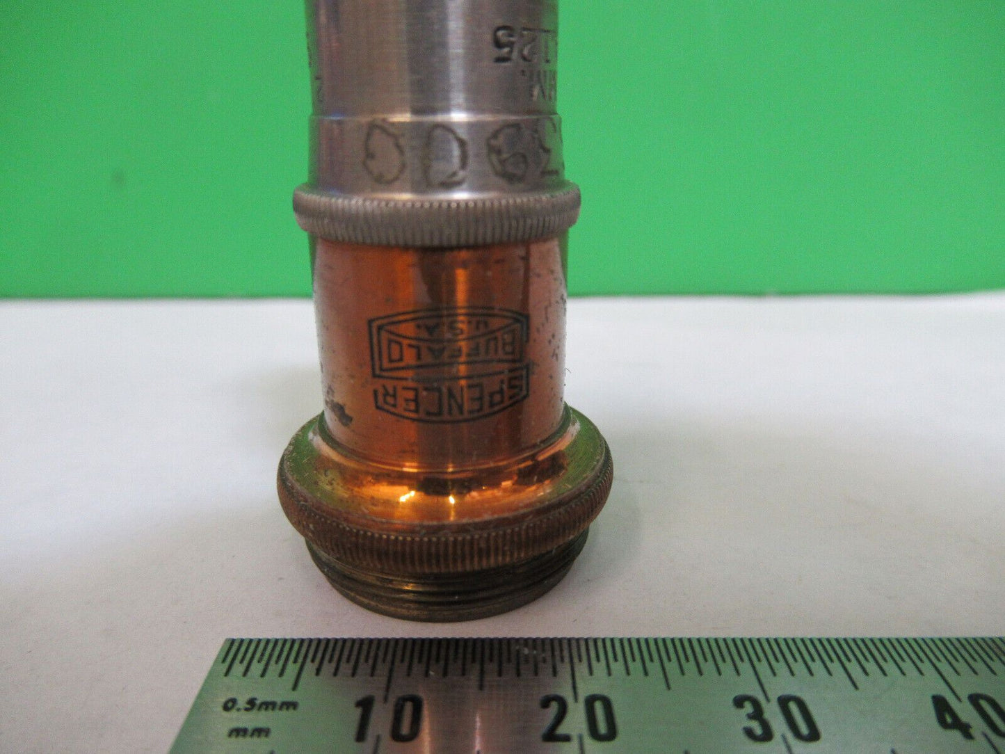 ANTIQUE BRASS SPENCER OBJECTIVE LENS OPTICS MICROSCOPE PART AS PICTURED Z1-A-156