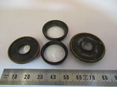 FOR PARTS ANTIQUE BRASS MOUNTED LENSES LOTMICROSCOPE PART AS PICTURED P2-A-20