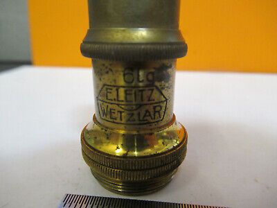 ANTIQUE BRASS LEITZ WEZLAR OBJECTIVE LENS MICROSCOPE PART AS PICTURED &8Y-A-114