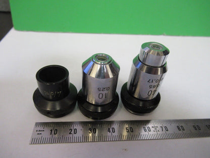 LOT OBJECTIVES WILD HEERBRUGG SWISS MICROSCOPE PART AS PICTURED Q7-B-17