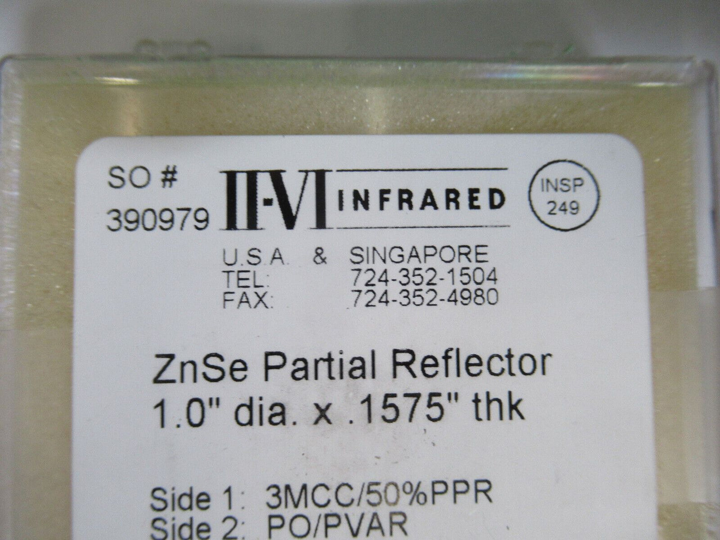 OPTICAL ZINC SELENIDE ZnSe LENS II-IV INFRARED OPTICS AS PICTURED &H3-A-80