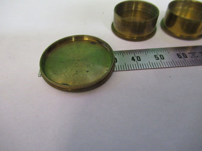 ANTIQUE BRASS CAPS OBJECTIVE ENGLAND RJ BECK MICROSCOPE PART AS PICTURED W4-A-39