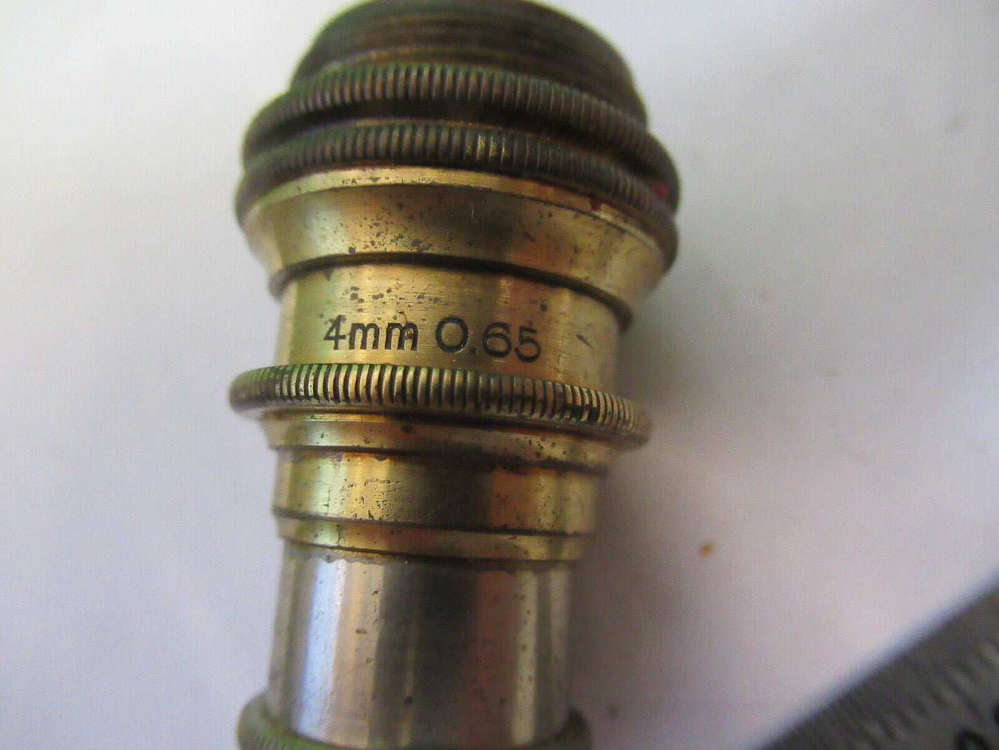 ANTIQUE BRASS BAUSCH LOMB OBJECTIVE 4mm MICROSCOPE PART AS PICTURED G5-A-52