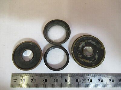 FOR PARTS ANTIQUE BRASS MOUNTED LENSES LOTMICROSCOPE PART AS PICTURED P2-A-20