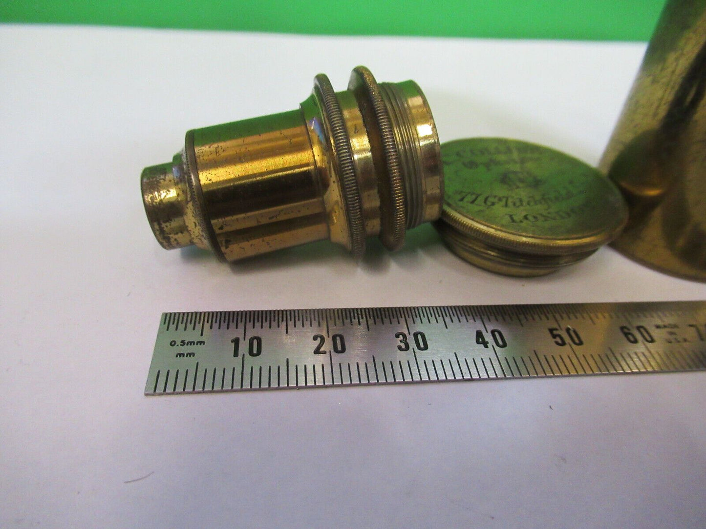 ANTIQUE BRASS RARE COLLINS LONDON OBJECTIVE MICROSCOPE PART AS PICTURED #R1-B-07