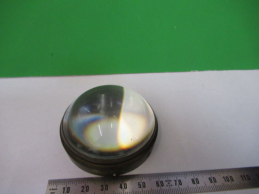 ANTIQUE BRASS MOUNTED CONVEX LENS GLASS MICROSCOPE PART AS PICTURED &R6-A-10