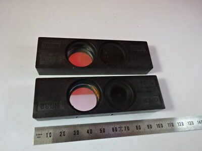 LOT 2 EA GREEN FILTER SLIDES NIKON JAPAN MICROSCOPE PART OPTICS AS IS &95-28