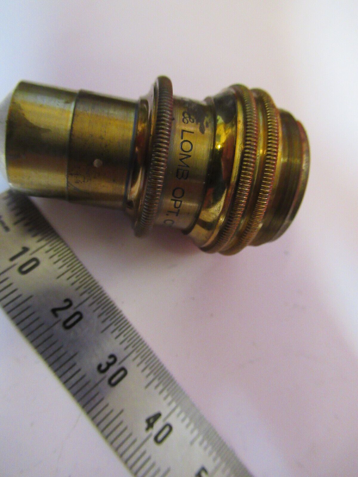 ANTIQUE BRASS BAUSCH LOMB 4mm OBJECTIVE MICROSCOPE PART AS PICTURED Y4-A-74