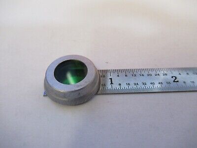 MOUNTED GLASS GREEN FILTER MICROSCOPE PART OPTICS AS IS &3K-A-01