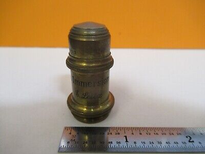 ANTIQUE BRASS ERNST LEITZ 2mm OBJECTIVE MICROSCOPE PART AS PICTURED &7B-B-15