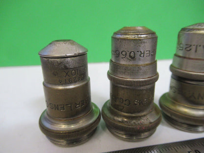 LOT SPENCER OBJECTIVE 10X 44X 95X MICROSCOPE PART OPTICS AS PICTURED AO Z6-A-106