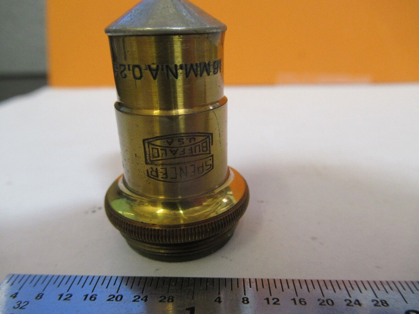 ANTIQUE BRASS SPENCER BUFFALO OBJECTIVE 10X MICROSCOPE PART PICTURED &FT-1-A-12A