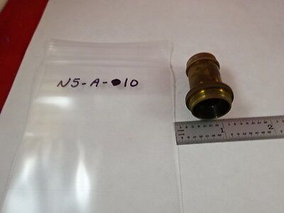 MICROSCOPE PART ANTIQUE BRASS OBJECTIVE LEITZ GERMANY 3 OPTICS AS IS N5-A-10