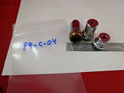 MICROSCOPE PART LOT MINI OBJECTIVES 4X 10X 40X OPTICS AS IS #P9-C-04