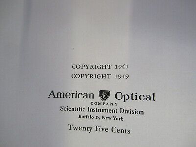 LOT BOOKLET ANTIQUE AO SPENCER BAUSCH LOMB MICROSCOPE PART AS PICTURED W3-B-54