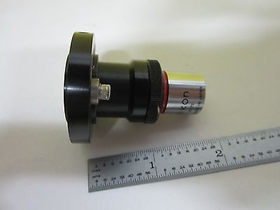 MICROSCOPE PART NIKON JAPAN OBJECTIVE 4X + ATTACHMENT OPTICS AS IS BIN#T6-17