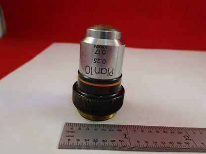 MICROSCOPE PART OBJECTIVE OLYMPUS PLAN 10X OPTICS AS IS #Z4-A-16