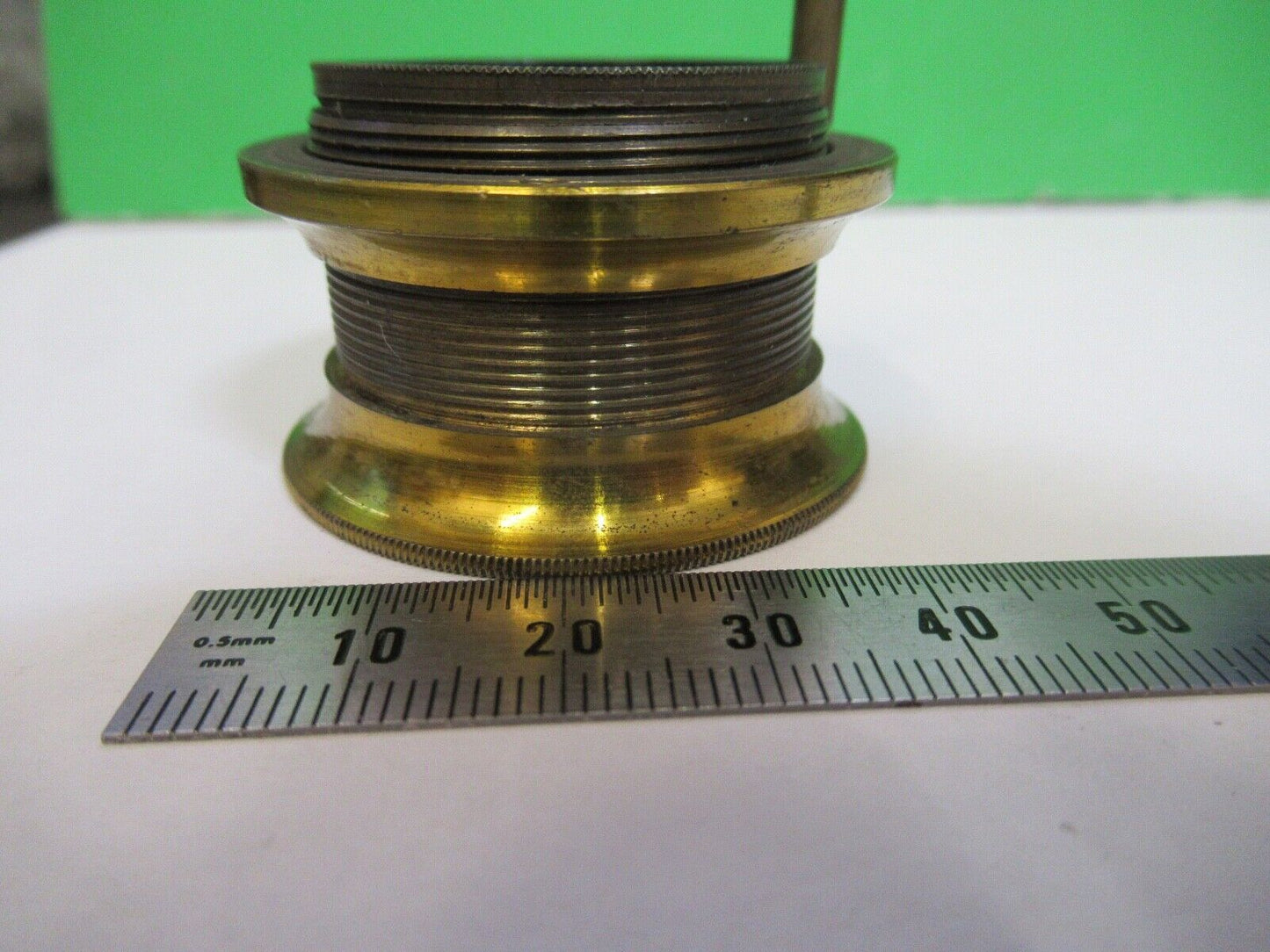 ANTIQUE BRASS PIECE MOUNTED LENS CONDENSER UK MICROSCOPE PART F8-B-09