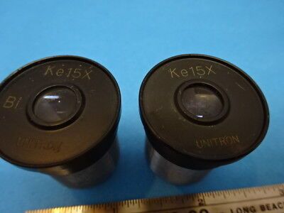 LOT 2 EA UNITRON Ke15x EYEPIECE OCULAR OPTICS MICROSCOPE PART AS IS &90-A-27