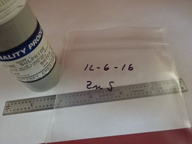 ZINC SULPHIDE ZnS PURE CHEMICAL 10 GRAMS AS IS #IL6-16