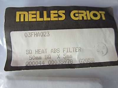 OPTICAL MELLES GRIOT HEAT FILTER SQUARE 50 mm LASER OPTICS BIN#34-61