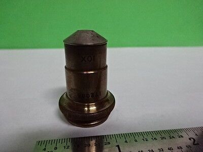 MICROSCOPE PART OBJECTIVE VINTAGE BRASS SPENCER 10X OPTICS AS IS #B2-M-15