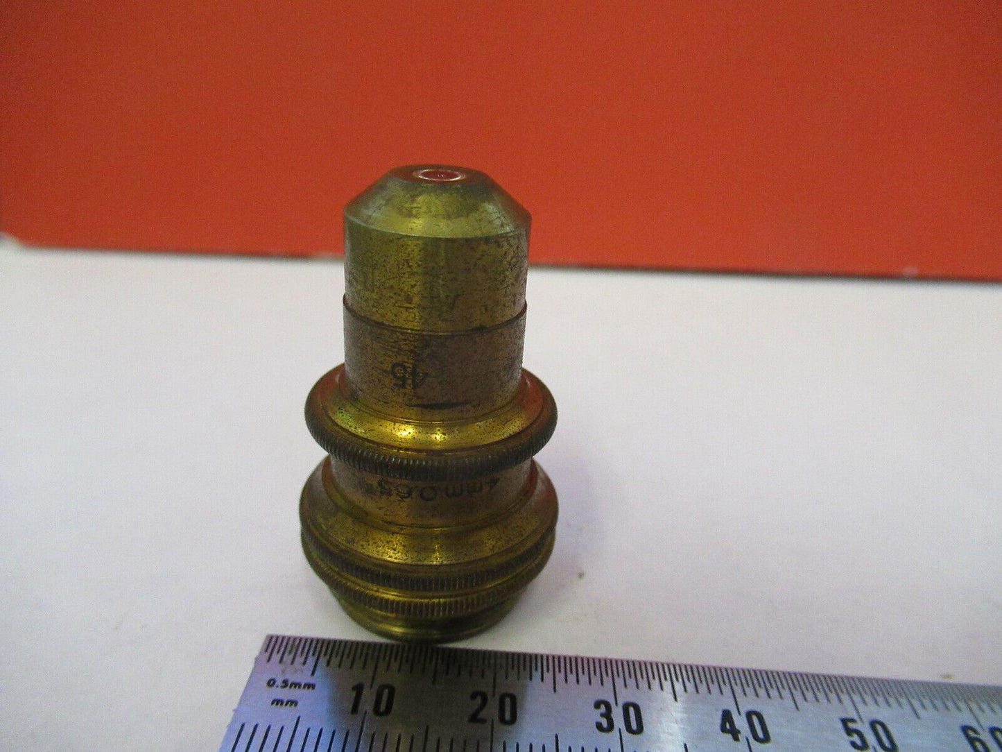 ANTIQUE BRASS BAUSCH LOMB OBJECTIVE 45X MICROSCOPE PART AS PICTURED &Q4-A-31