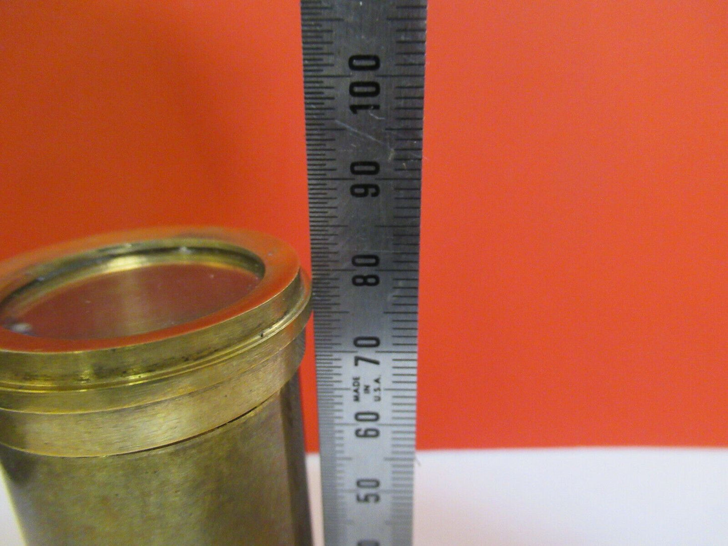 ANTIQUE BRASS VICTORIAN UK MOUNTED LENS TUBUS MICROSCOPE PART AS PIC &Q3-B-46