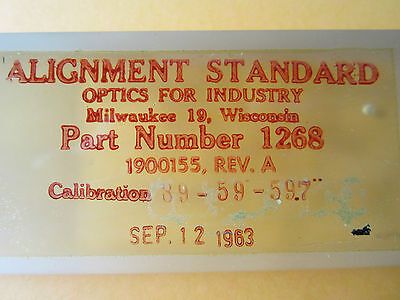 OPTICAL ALIGNMENT STANDARD NASA VINTAGE 1963 AS IS COLLECTABLE OPTICS BIN#6V-50