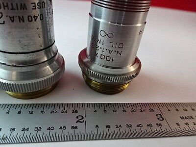 LOT 3 EA AO SPENCER OBJECTIVES 100X + BL 20X OPTICS MICROSCOPE AS IS &2-A-26