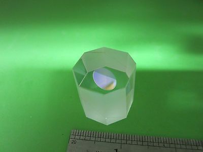 OPTICAL weird truncated prism coated inside circle ?? LASER OPTICS BIN#3c-70