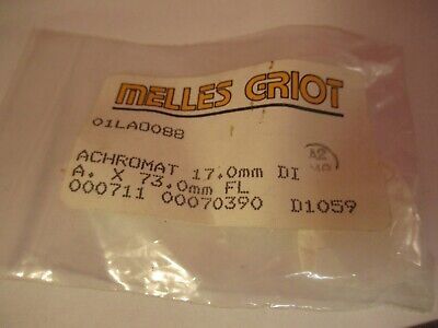 OPTICAL MELLES GRIOT LENS ACHROMAT 17mm dia 73mm FL OPTICS AS PICTURED &12-A-16