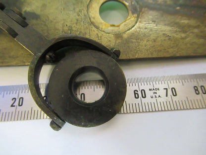 ANTIQUE BRASS FIXTURE + LENS RARE ENGLAND MICROSCOPE PART AS PICTURED &R6-A-53