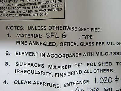 OPTICAL MIL SPEC TELEDYNE THICK CX CC LENS SFL6 GLASS LASER OPTICS BIN#43-23