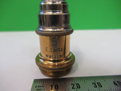 ANTIQUE BRASS E. LEITZ OBJECTIVE LENS "5" MICROSCOPE PART AS PICTURED Z4-B-58