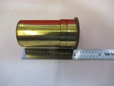 ANTIQUE BRASS EMPTY OBJECTIVE CAN E. LEITZ "7" MICROSCOPE PART AS PIC &Q1-A-62