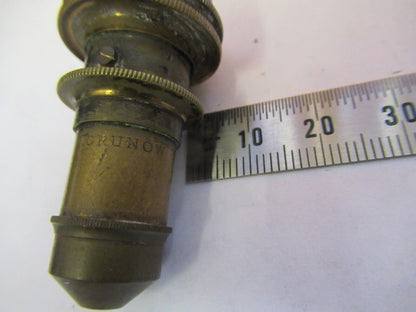 ANTIQUE BRASS J. GRUNOW OBJECTIVE LENS MICROSCOPE PART AS PICTURED #P2-A-03