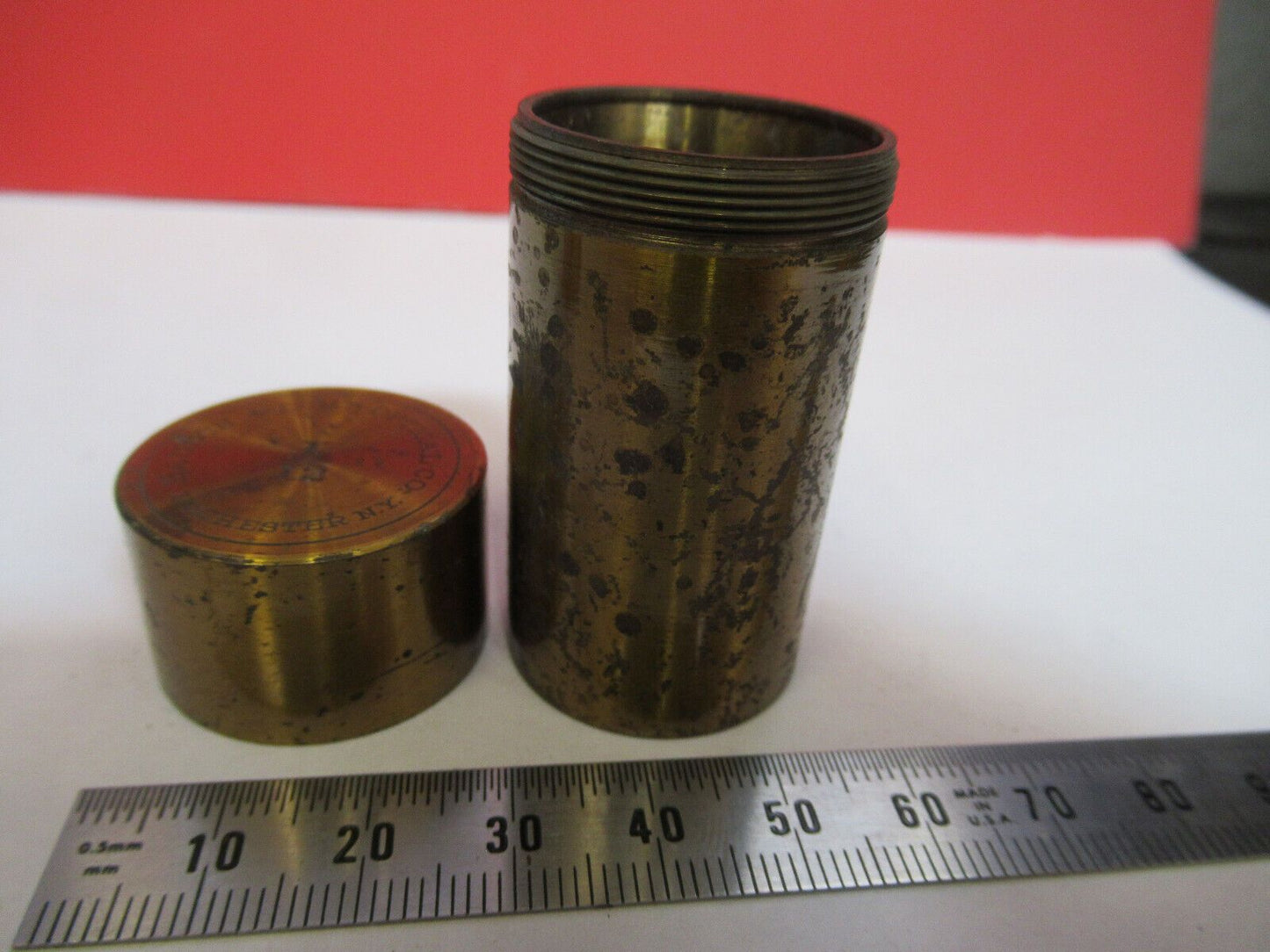 EMPTY BAUSCH LOMB BRASS OBJECTIVE CANISTER MICROSCOPE PART AS PICTURED G4-A-60