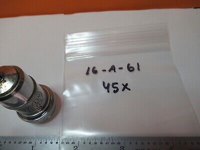 ANTIQUE ERNST LEITZ OBJECTIVE 45X OPTICS MICROSCOPE PART AS PICTURED &16-A-61B