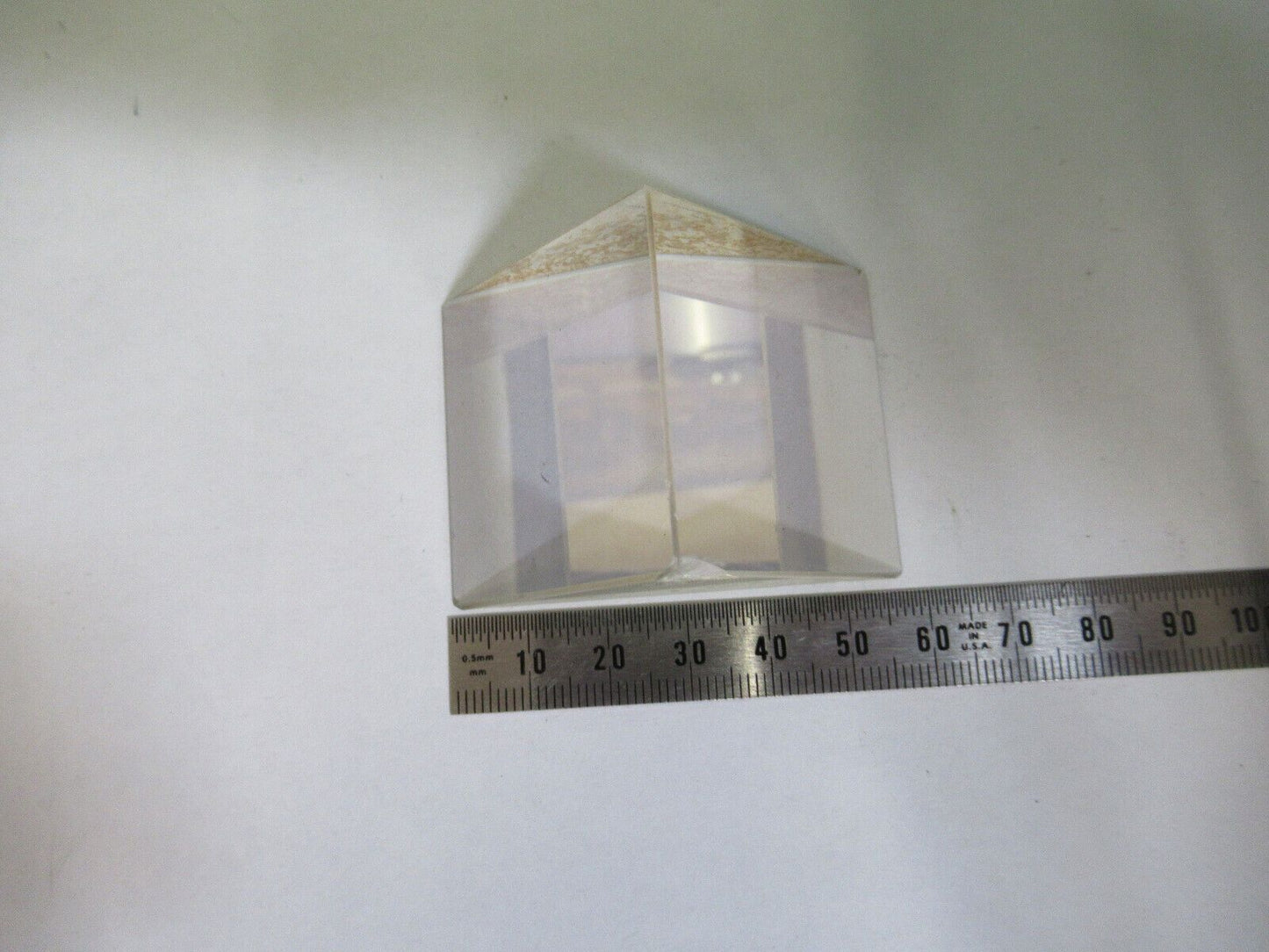 FOR PARTS OPTICAL LARGE GLASS  PRISM [chipped] OPTICS AS PICTURED W9-A-23