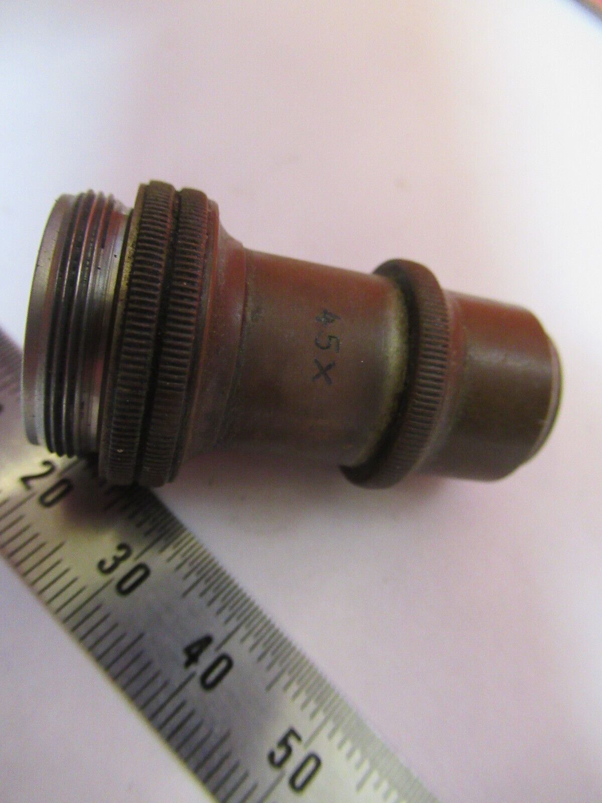 ANTIQUE BRASS ERNST LEITZ GERMANY OBJECTIVE MICROSCOPE PART AS PICTURED &S9-A-57