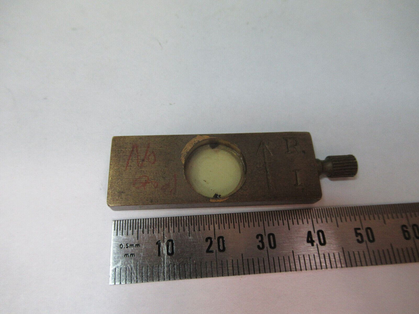 ANTIQUE BRASS LAMBDA POL SLIDE UK ENGLAND MICROSCOPE PART AS PICTURED P2-B-81